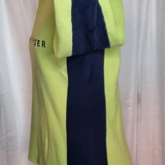 Tommy Hilfiger Mens Logo French Rib Quarter-Zip Green Cotton Sweater Size XL - Picture 9 of 10